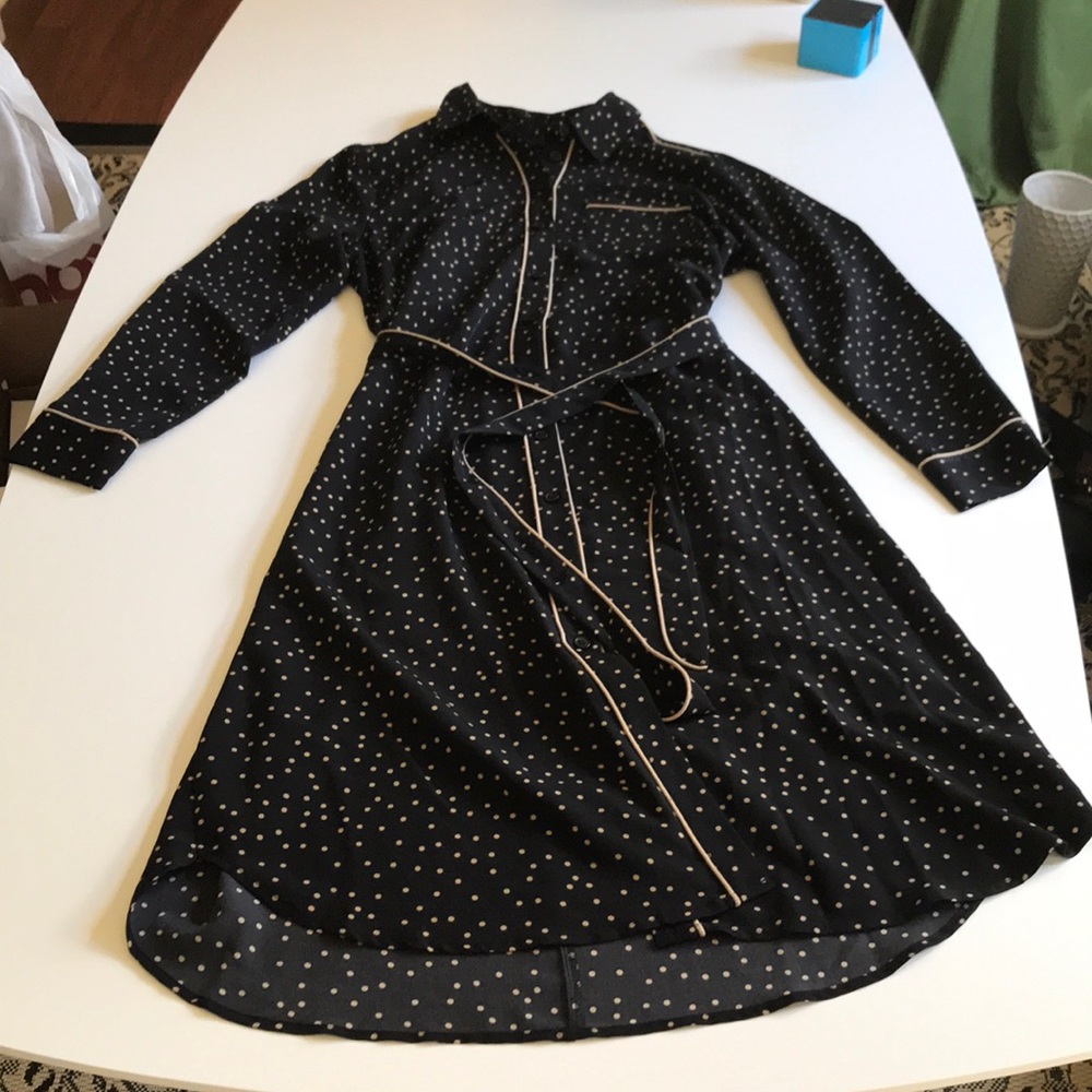 Long sleeve Black and Tan button up dress
